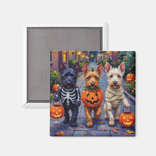 Aimant Scottish Terrier Dogs in Halloween Costumes (Recto/Verso)