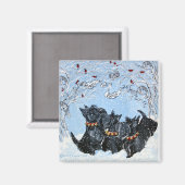 Aimant Scottish Terriers dans la neige! (Recto/Verso)