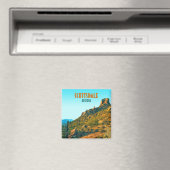 Aimant Scottsdale Arizona Cactus et Mountain Vintage (In Situ (Lave-vaisselle))