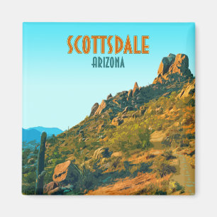 Aimant Scottsdale Arizona Cactus et Mountain Vintage