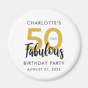Aimant Script de fête d'anniversaire personnalisé pour 50