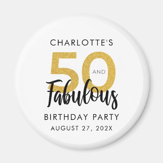 Aimant Script de fête d'anniversaire personnalisé pour 50 (Devant)