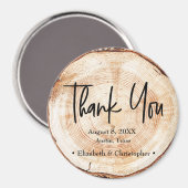 Aimant Script de Merci coupé en bois rustique Mariage (Recto/Verso)