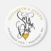 Aimant Script élégant Gold Heart Enregistrer la date (Devant)