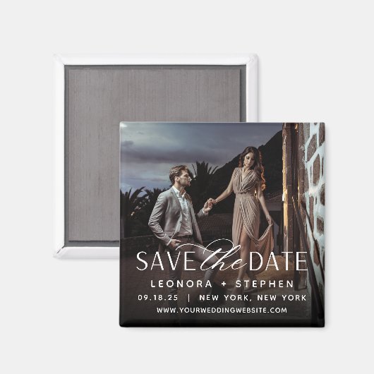 Aimant Script lisse | Photo Enregistrer la date (Recto/Verso)