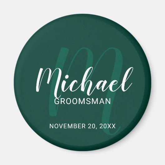 Aimant Script moderne Groomsmen personnalisé Monogramme&N (Devant)