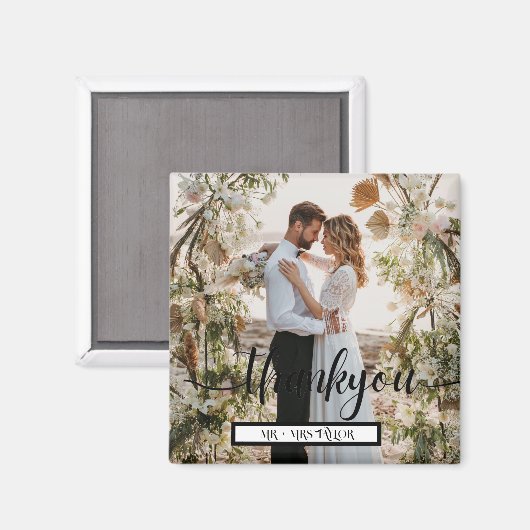 Aimant Script moderne Merci photo Mariage Favoriser (Recto/Verso)