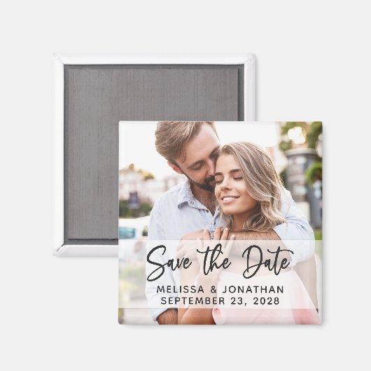 Aimant Script moderne simple photo élégante enregistrer l (Recto/Verso)