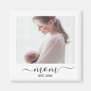 Aimant Script noir simple Minimal Maman établie