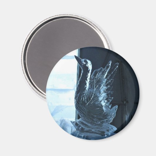 Aimant Sculpture de glace de cygne, Québec, Canada (Recto/Verso)