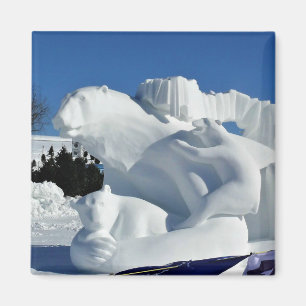 Aimant Sculpture de neige à l'ours polaire, Québec, Canad