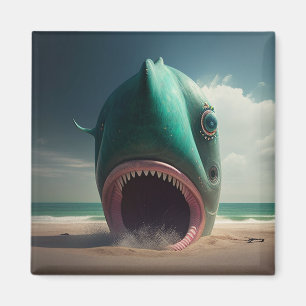 Aimant Sculpture de requin sur la plage