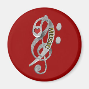 Aimant Sculpture en clef de musique d'amour