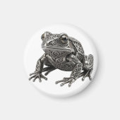 Aimant Sculpture mécanique d'une grenouille en argent cel (Devant)