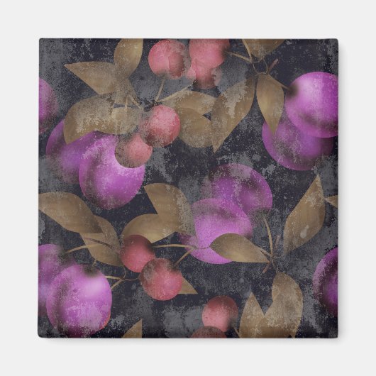 Aimant Seamless dark plum fruits purple berries cherry (Devant)