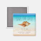 Aimant Seashell Beach Wedding Enregistrer la date (Recto/Verso)