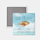 Aimant Seashell Beach Wedding Save the Date (Recto/Verso)