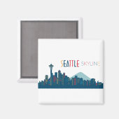 Aimant Seattle Skyline Blue (Recto/Verso)