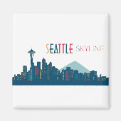 Aimant Seattle Skyline Blue (Devant)