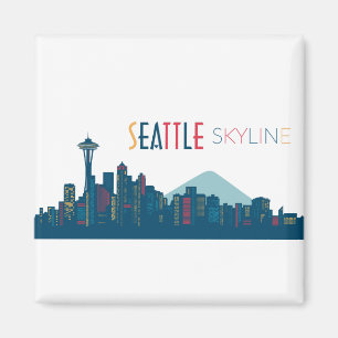 Aimant Seattle Skyline Blue