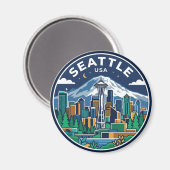 Aimant Seattle Skyline Washington (Recto/Verso)