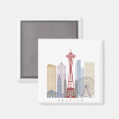 Aimant Seattle Vintage Poster (Recto/Verso)