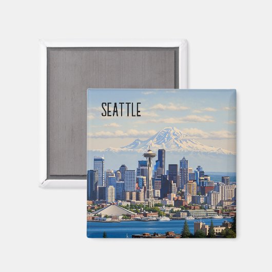 Aimant Seattle Washington Mt Rainier (Recto/Verso)