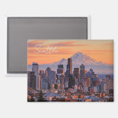 Aimant Seattle Washington Mt Rainier Sunset (Recto/Verso)