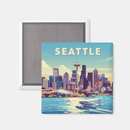 Aimant Seattle Washington Retro (Recto/Verso)