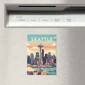 Aimant Seattle Washington Retro Vintage (In Situ (Lave-vaisselle))
