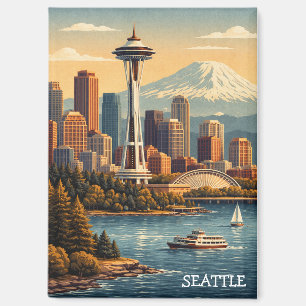 Aimant Seattle, Washington Skyline de voyage vintage