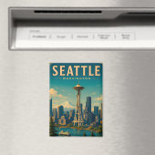 Aimant ☕ Seattle Washington Souvenir de vacances rétro (In Situ (Lave-vaisselle))