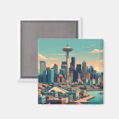 Aimant Seattle Washington Vintage (Recto/Verso)
