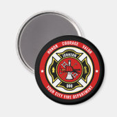 Aimant Secourt de pompier AJOUTER LE NOM Insigne du servi (Recto/Verso)