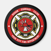 Aimant Secourt de pompier AJOUTER LE NOM Insigne du servi (Devant)