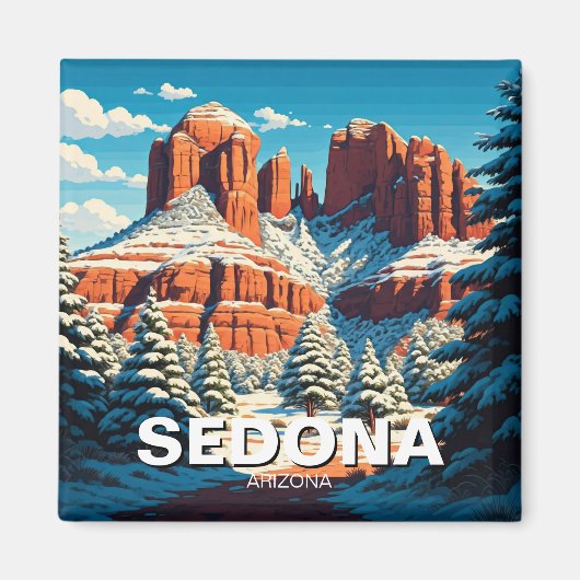 Aimant Sedona Arizona Travel Red Rocks neige (Devant)