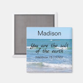 Aimant Sel de la Terre Photo d'Ocean Bible Verse (Recto/Verso)
