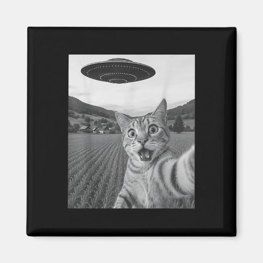 Aimant Selfie De Chat Avec Alien Ufo Funny Chat Drôle Ali (Devant)