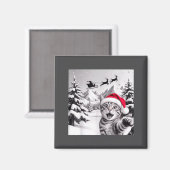 Aimant Selfie de chat avec le Père Noël (Recto/Verso)
