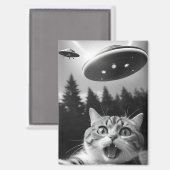 Aimant Selfie de chat drôle avec des drones Aliens UFO (Recto/Verso)