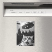 Aimant Selfie de chat drôle avec des drones Aliens UFO (In Situ (Lave-vaisselle))