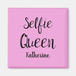 Aimant Selfie Nom Reine Pink Personnalisé