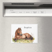 Aimant Selle Marron Rustique Florale Rose pour Cheval (In Situ (Lave-vaisselle))