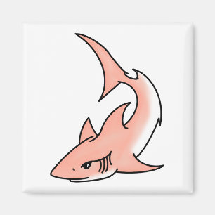 Aimant semaine de requin rose dessin animé tatouage art o