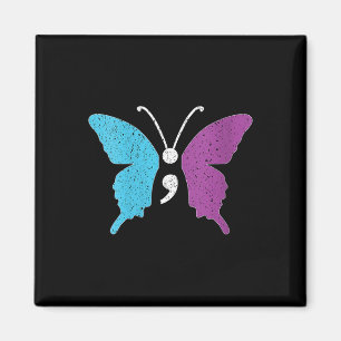 Aimant Semicolon à papillon féminin violet & Suici Tu