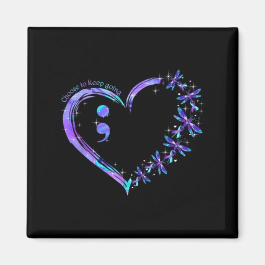 Aimant Semicolon du coeur Mois de prévention du suicide (Devant)
