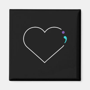 Aimant Semicolon du coeur Sensibilisation à la santé ment