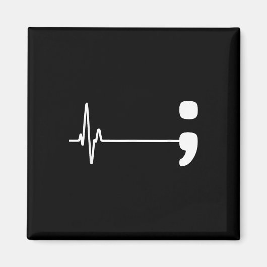 Aimant Semicolon Heartbeat Flatline Prévention du suicide (Devant)