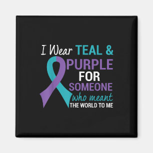 Aimant Semicolon Turquoise &amp; Purple Ribbon Suicide