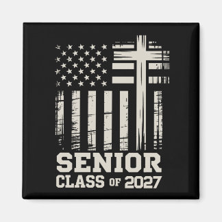 Aimant Senior Class Of 2027 USA Flag Cross Christian Grad